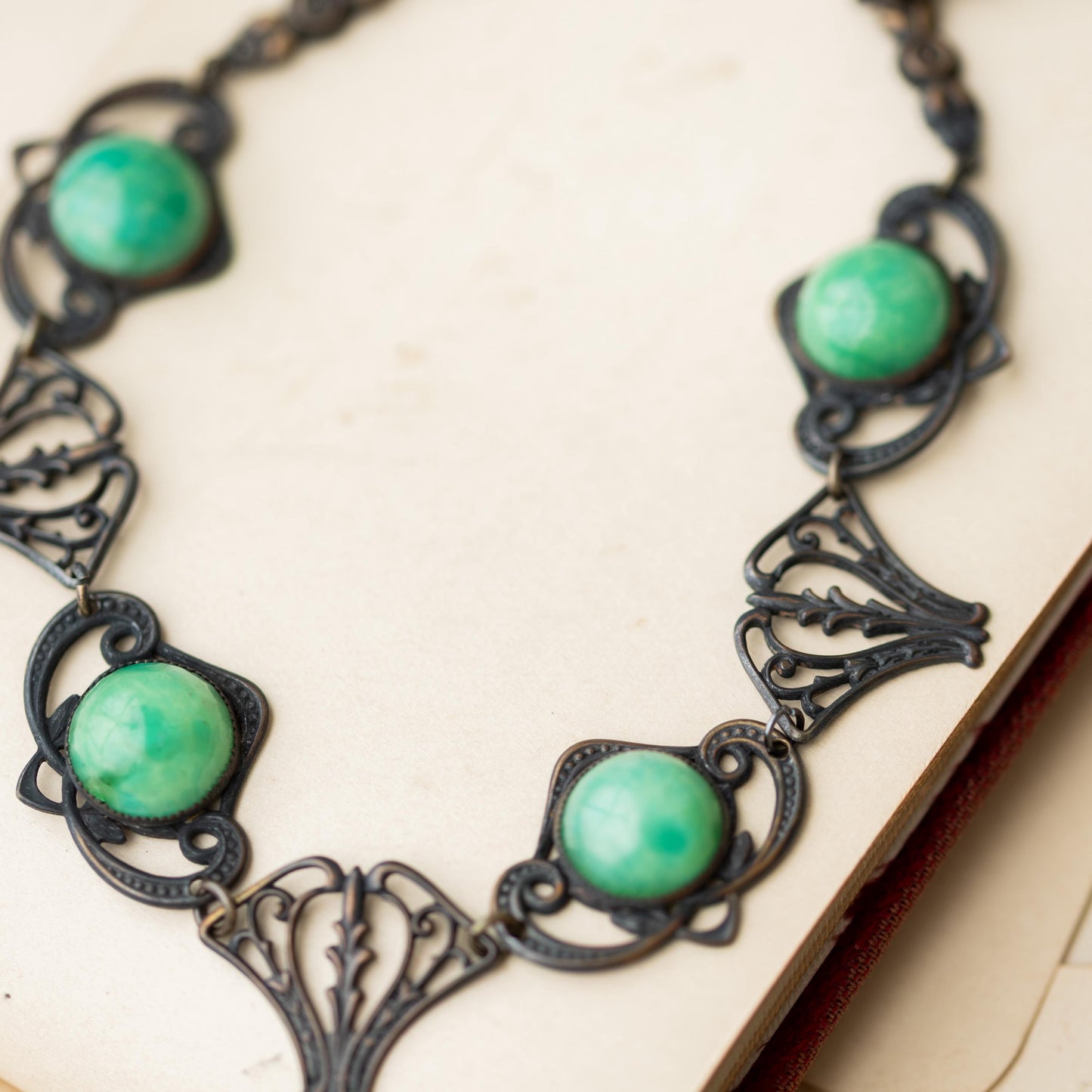 Antique Necklace Czech Peking Glass Gothic Vintage Estate Jewelry