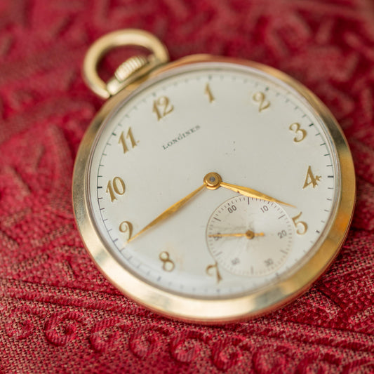 10k Gold Filled Pocket Watch, Longines Engraved 1948 Heirloom Vintage Estate Jewelry