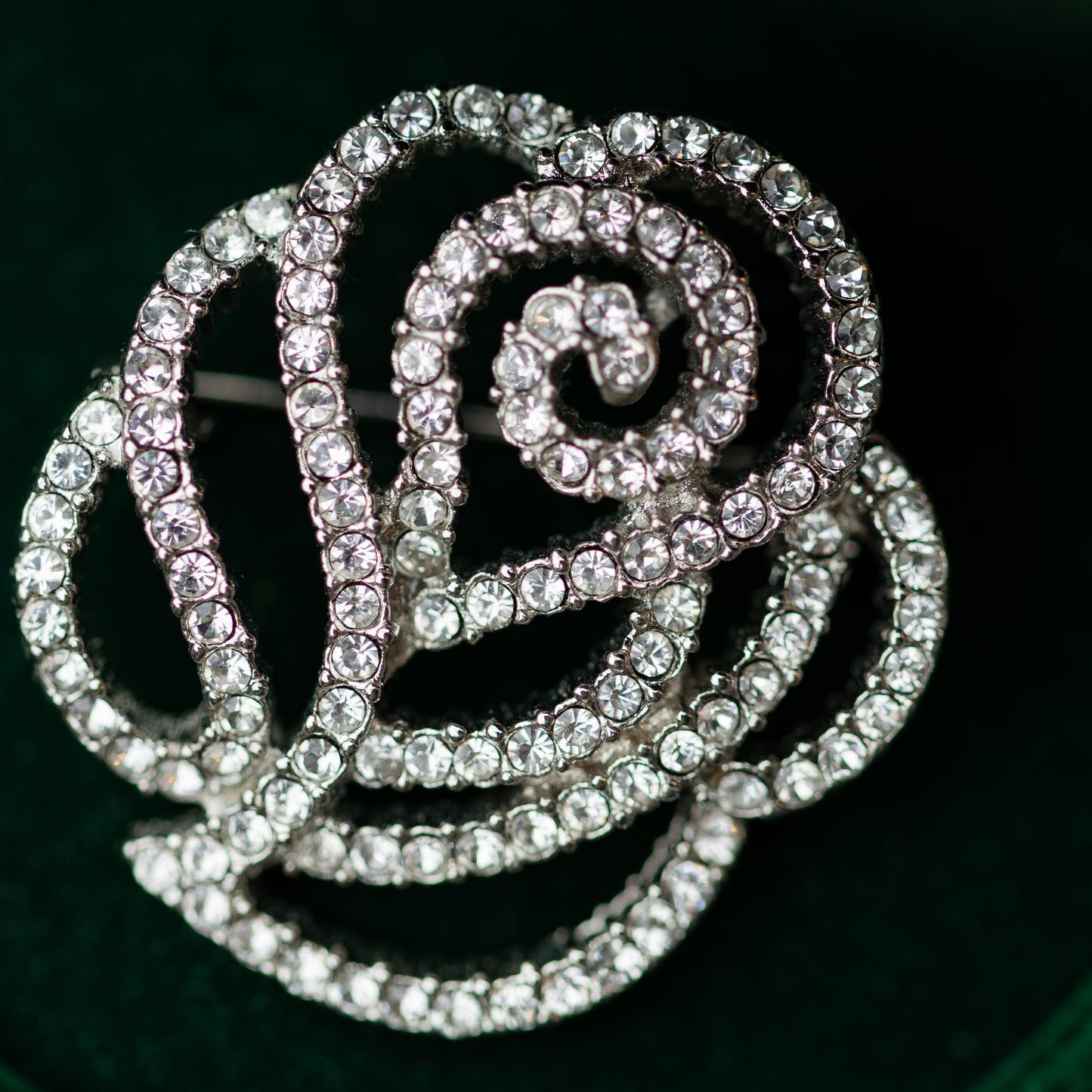 Rhinestone Rose Brooch Pendant Vintage Estate Jewelry