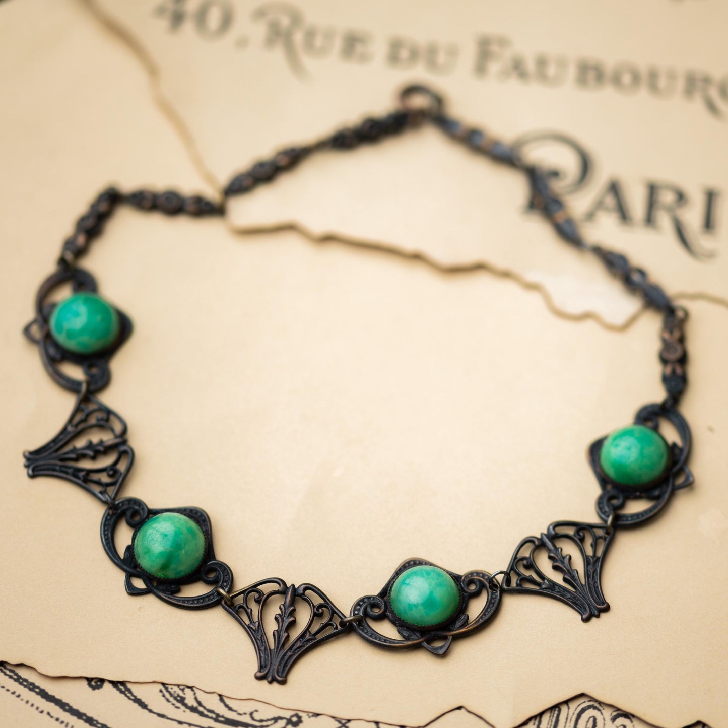 Antique Necklace Czech Peking Glass Gothic Vintage Estate Jewelry