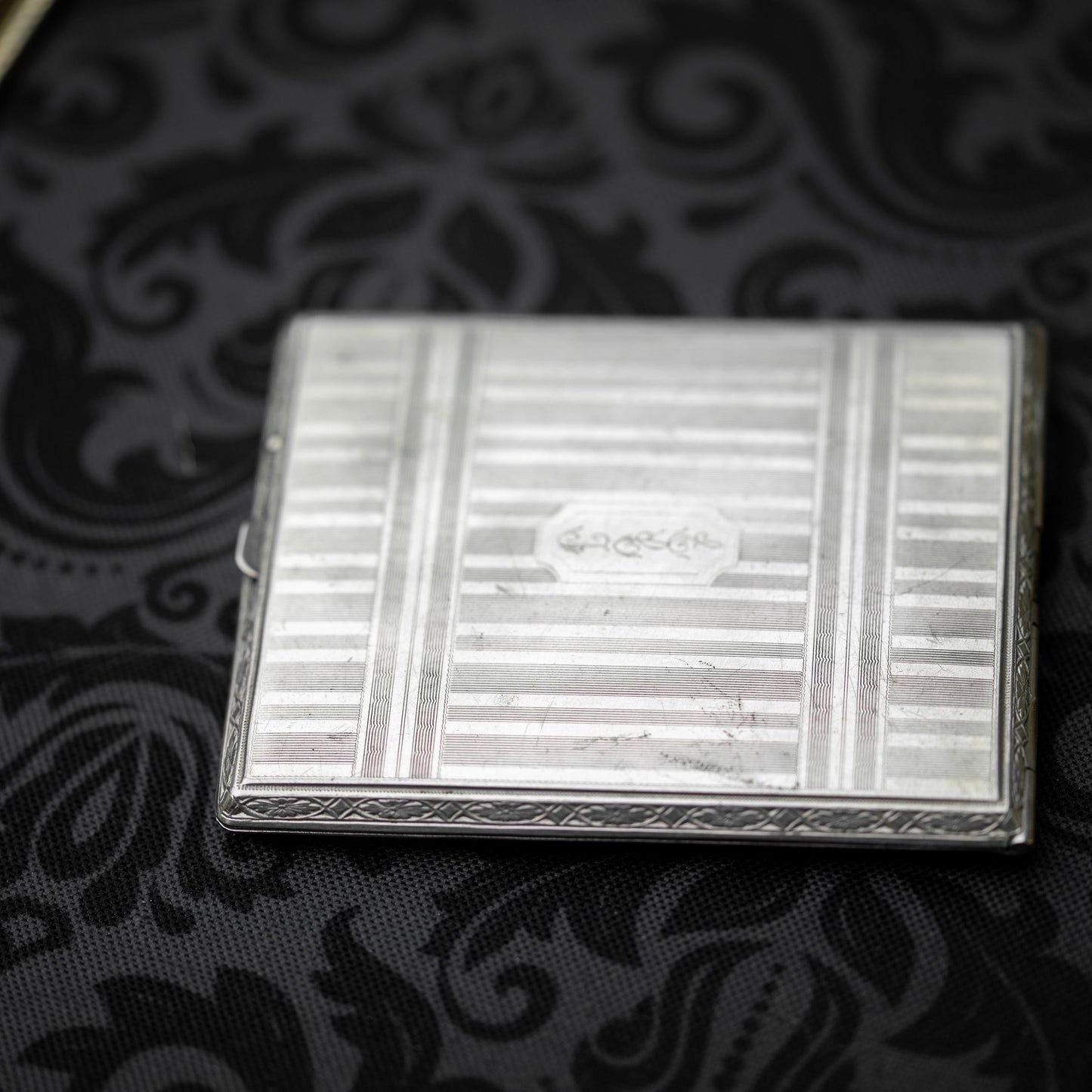 Silver Engraved Art Deco Cigarette Case CCC 1930 Vintage Estate