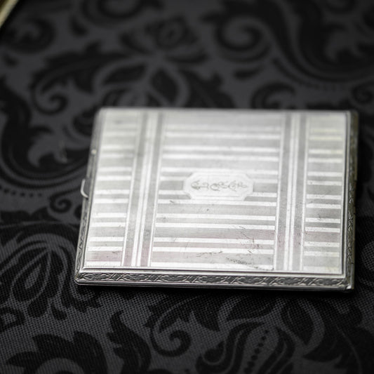 Silver Engraved Art Deco Cigarette Case CCC 1930 Vintage Estate