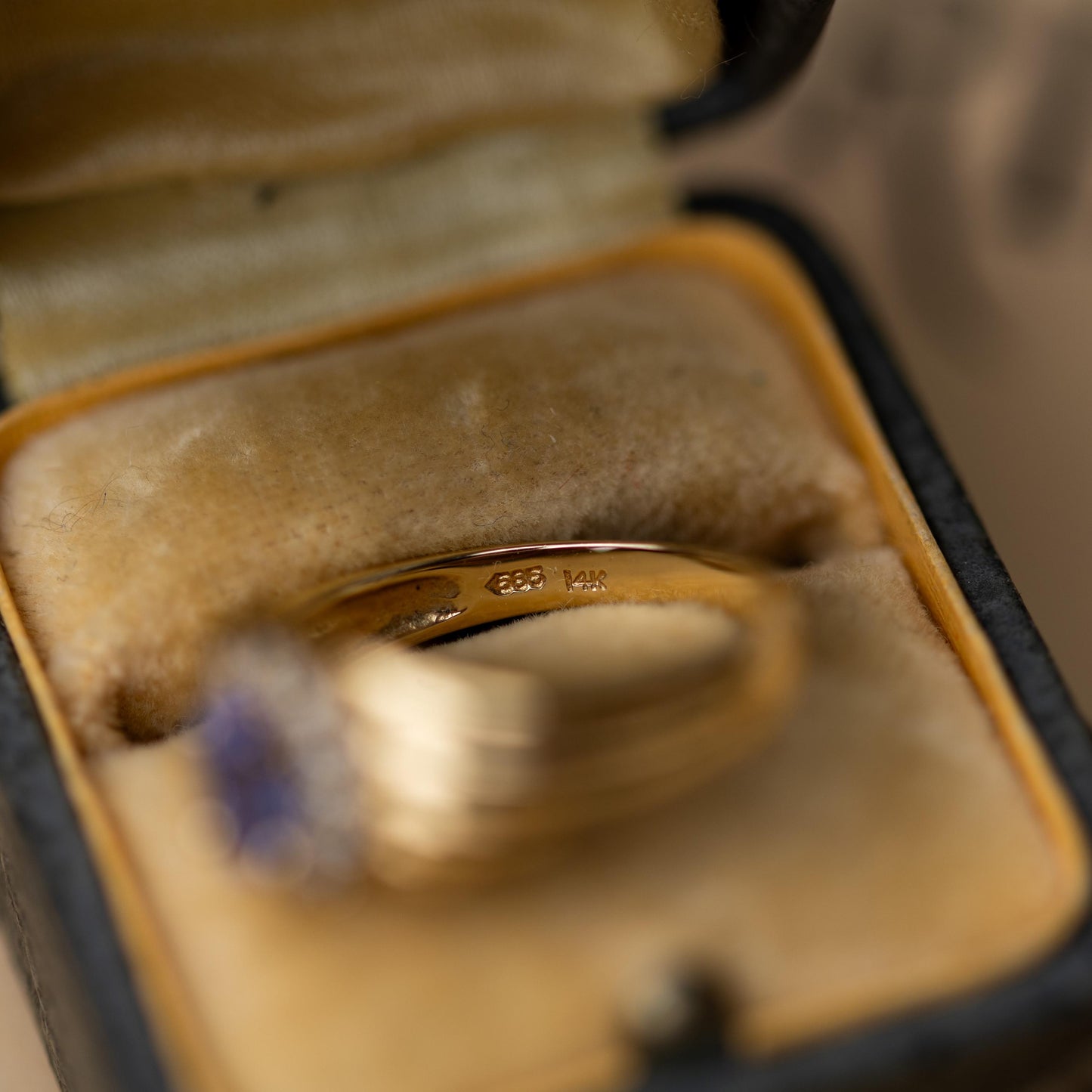14k Gold Ring Tanzanite Diamonds 585 Vintage Estate Jewelry