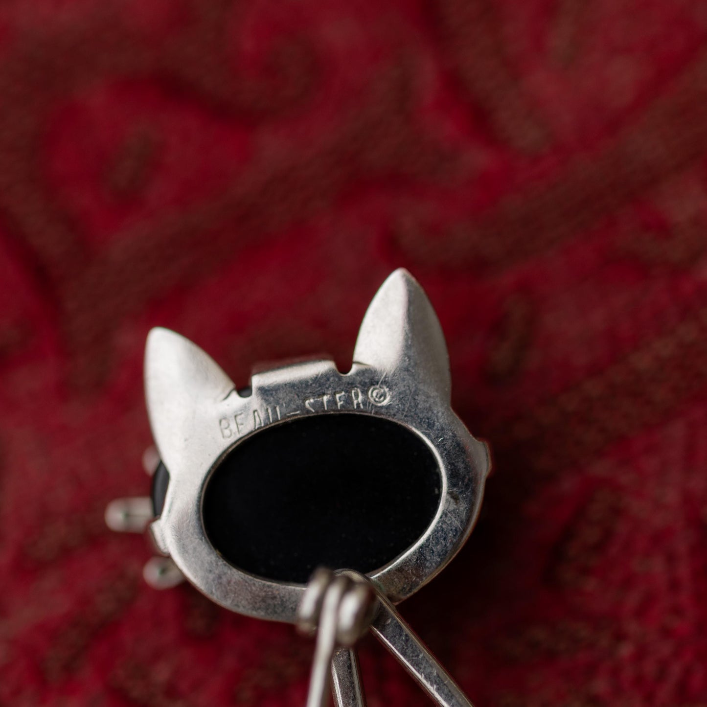 Vintage Jewelry Sterling Silver 925 Onyx Cat Brooch Beau
