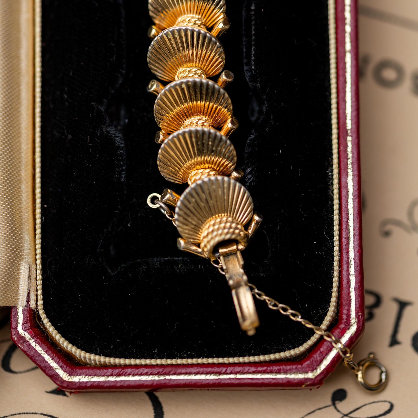 Vintage Estate Jewelry Boucher Bracelet Gold Tone Signed 1950s