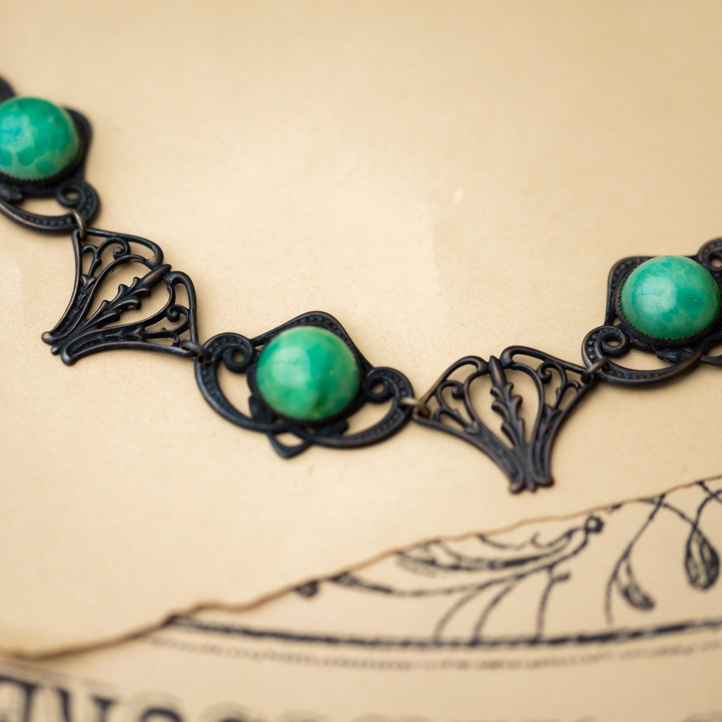 Antique Necklace Czech Peking Glass Gothic Vintage Estate Jewelry