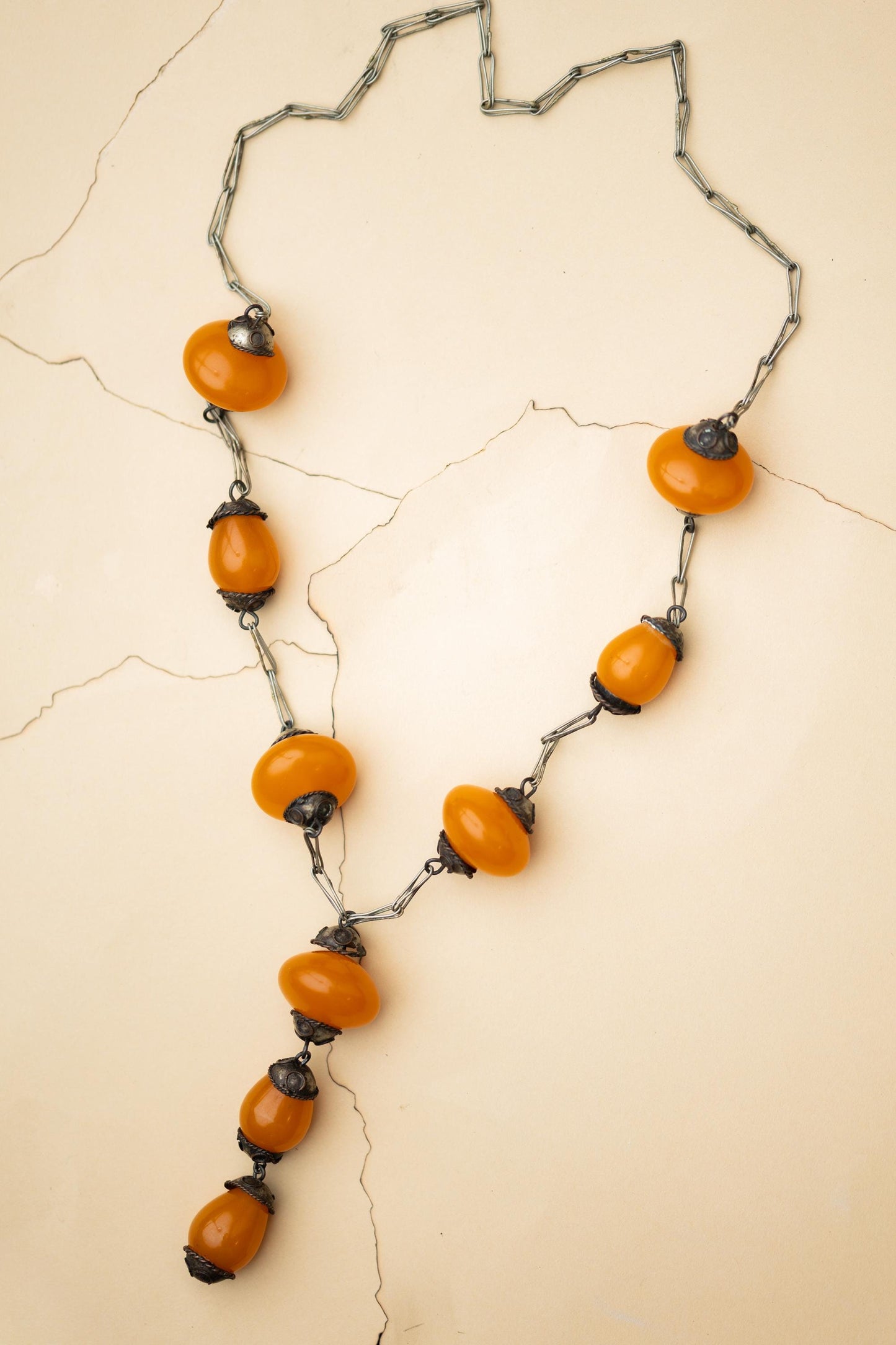 Vintage Jewelry Bakelite Necklace Silver Lariat Estate Jewelry