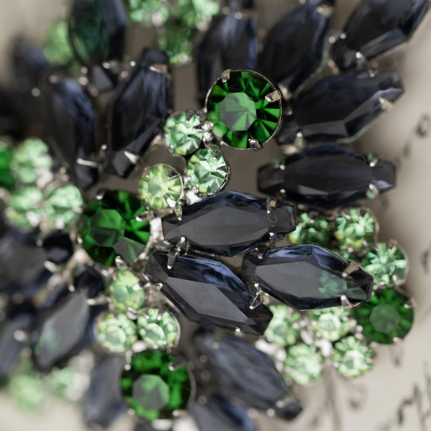 Vintage Brooch Blue Green Rhinestone Silver Tone Verified Juliana