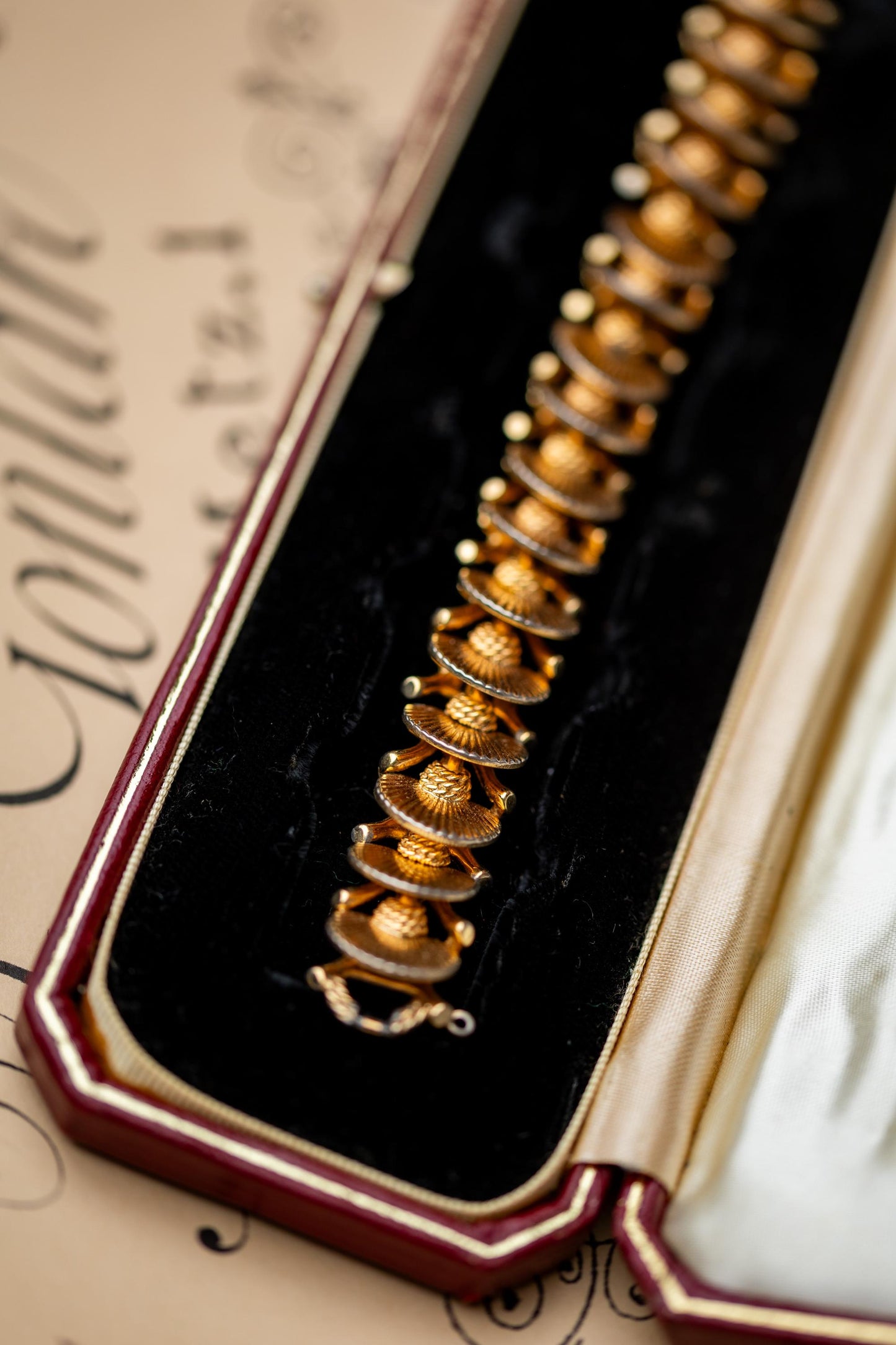 Vintage Estate Jewelry Boucher Bracelet Gold Tone Signed 1950s