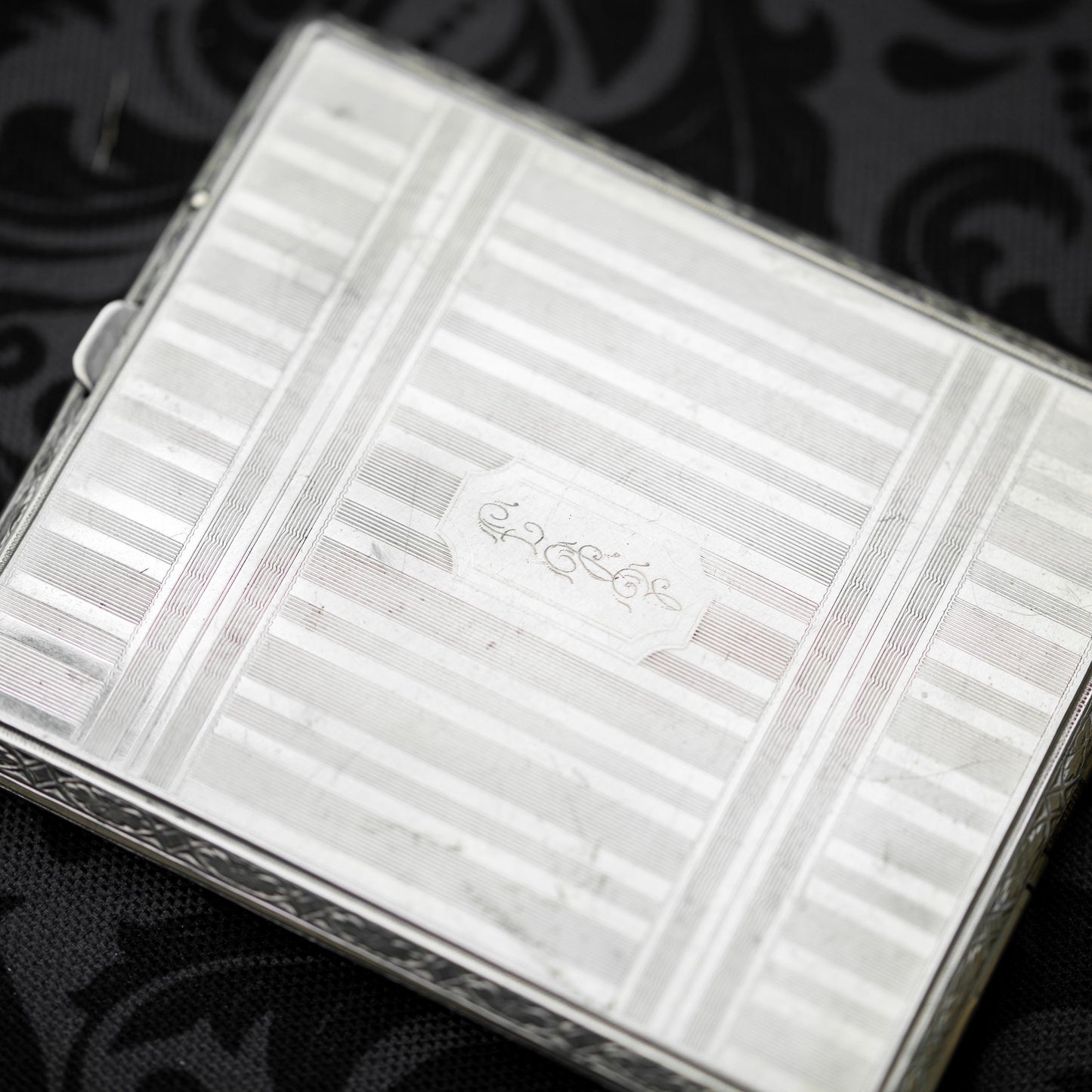 Silver Engraved Art Deco Cigarette Case CCC 1930 Vintage Estate