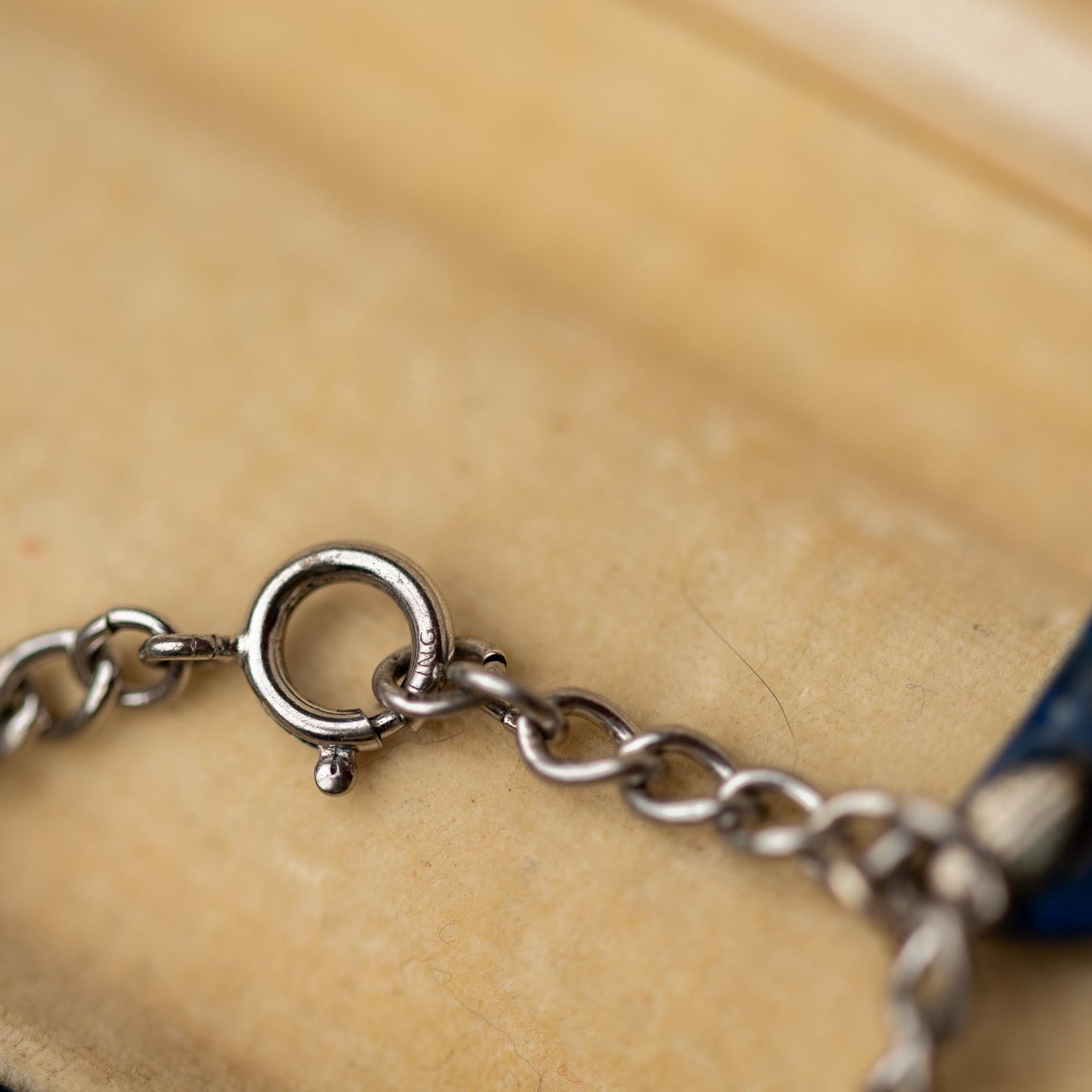 Sterling Charm Bracelet Silver 925 Lapis Lazuli Vintage Estate Jewelry