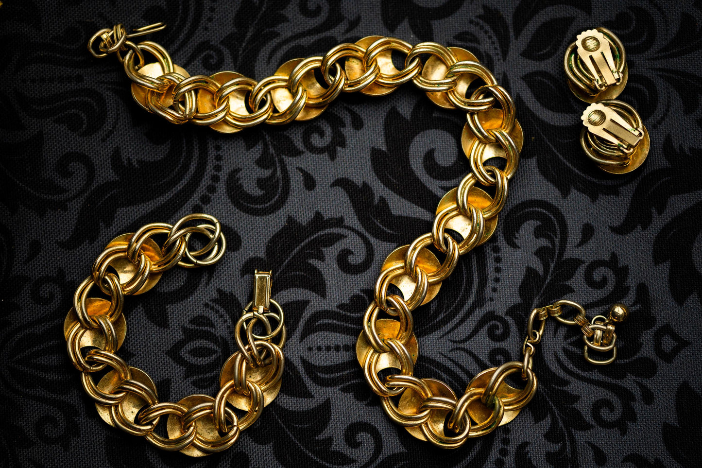 Gold Tone Jewelry Set Costume Vintage Estate