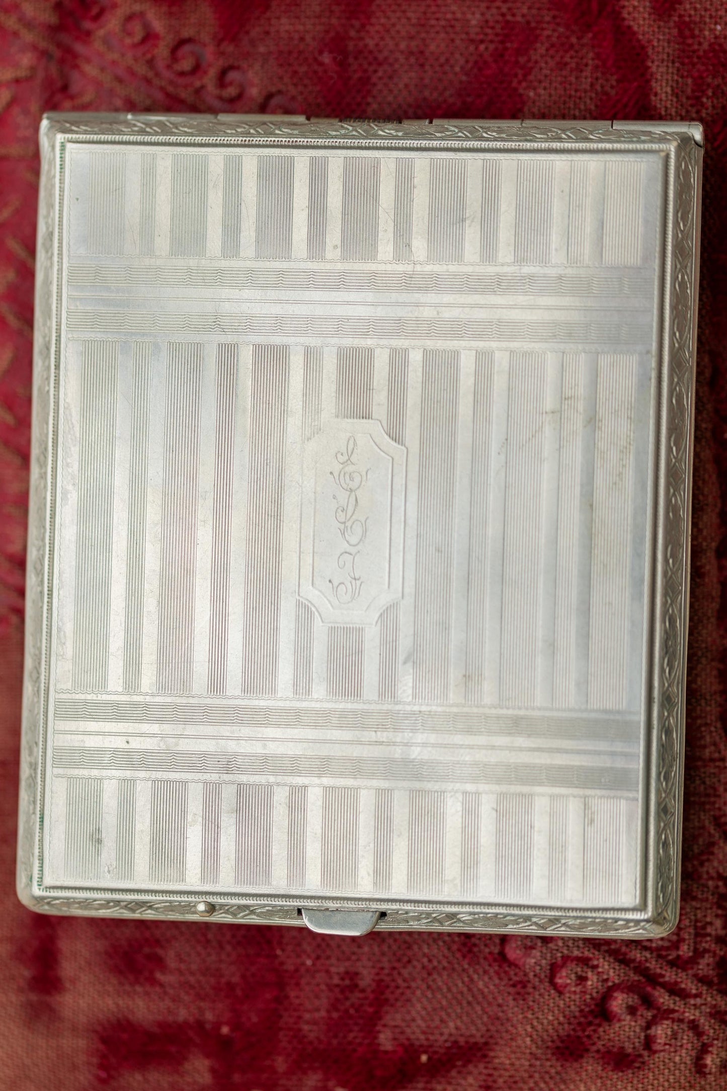 Silver Engraved Art Deco Cigarette Case CCC 1930 Vintage Estate