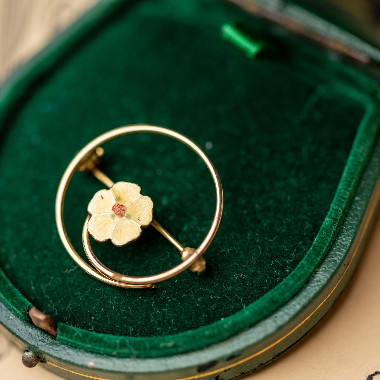 Guilloche Yellow Flower Brooch Gold Filled Vintage Estate Jewelry