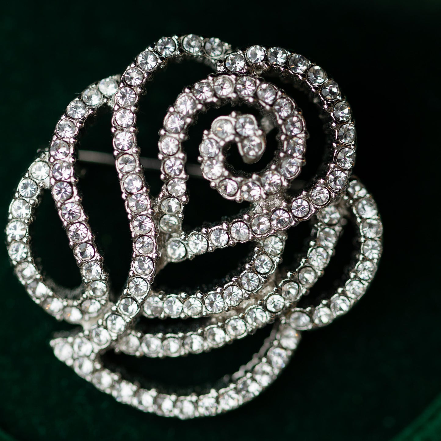 Rhinestone Rose Brooch Pendant Vintage Estate Jewelry