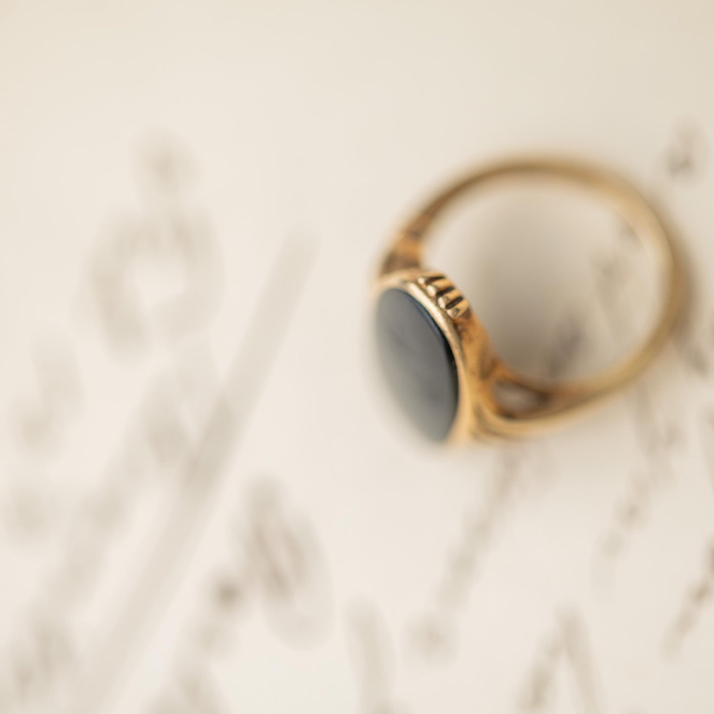 10k Gold Ring Antique Victorian Onyx Mourning Jewelry Estate Black Stone Ring