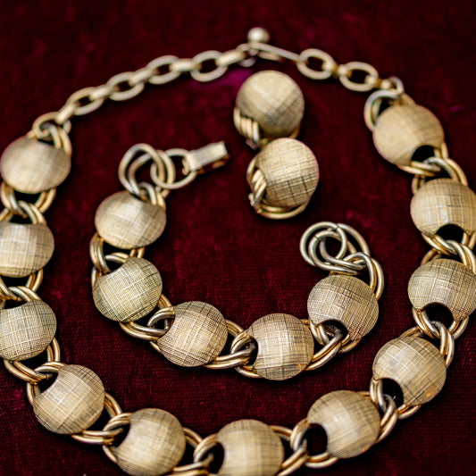 Gold Tone Jewelry Set Costume Vintage Estate