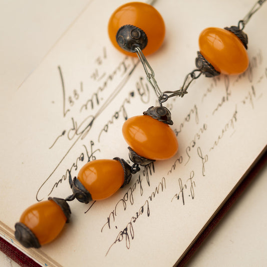 Vintage Jewelry Bakelite Necklace Silver Lariat Estate Jewelry