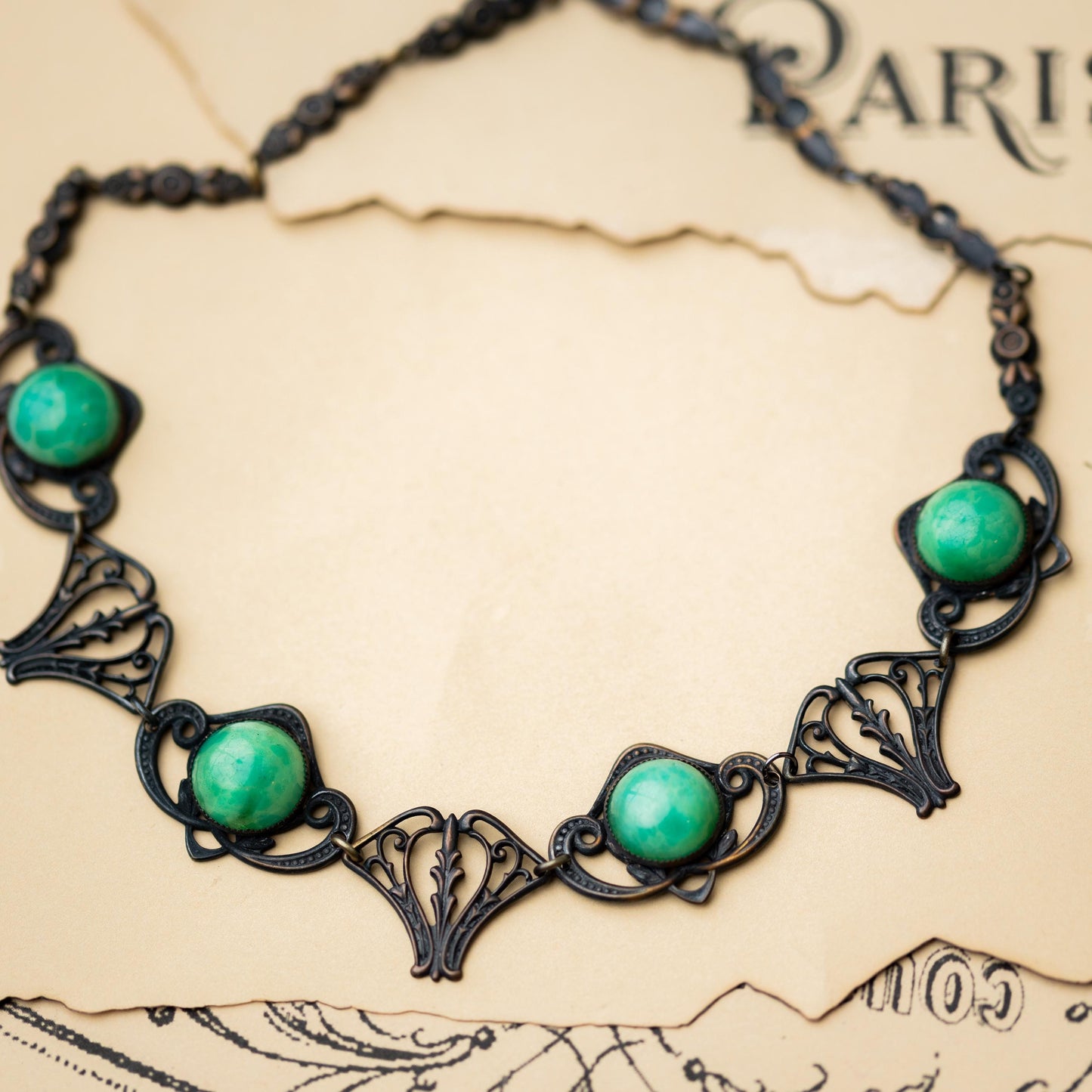 Antique Necklace Czech Peking Glass Gothic Vintage Estate Jewelry