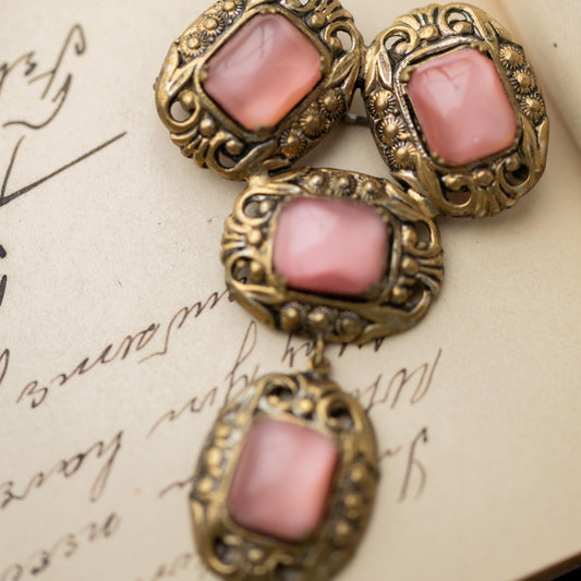 Antique Brooch Pin Czech Glass Gold Tone Vintage Estate Jewelry