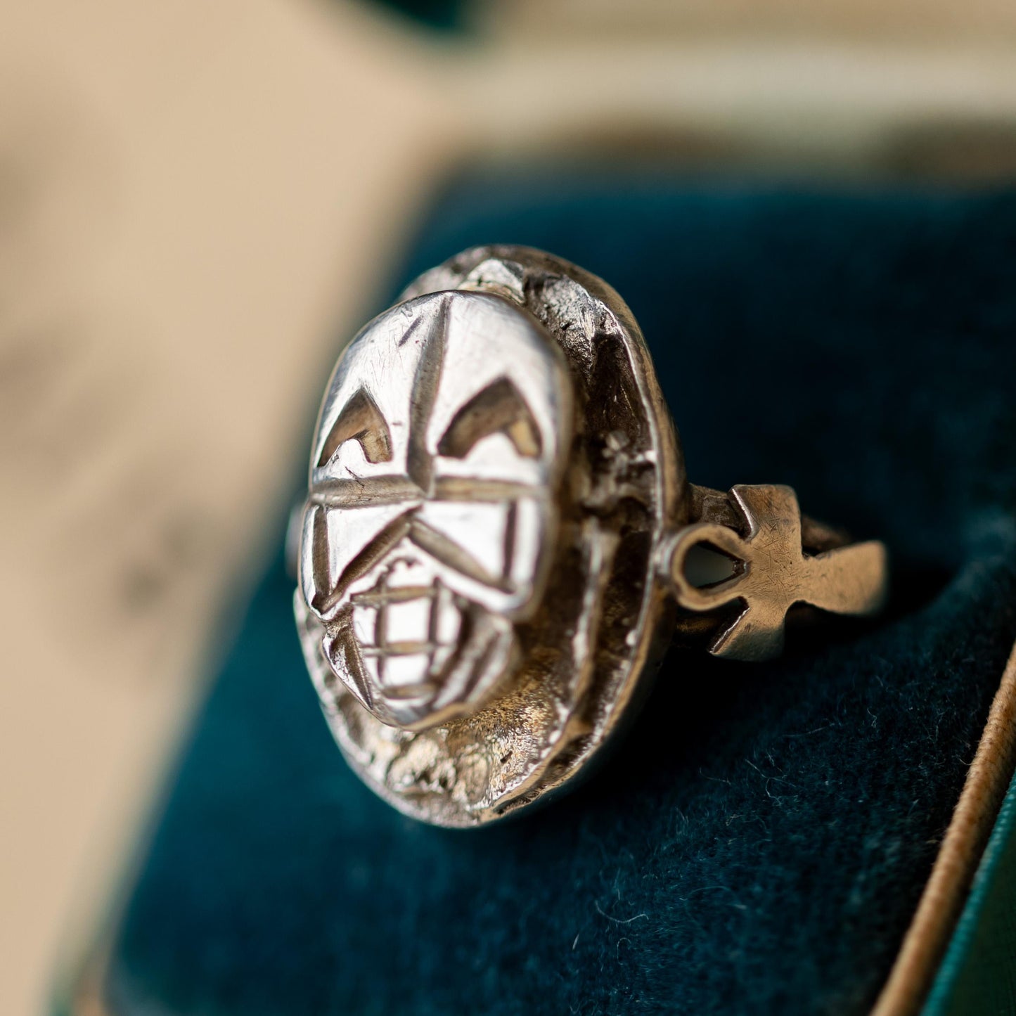 Sterling Silver 925 Egyptian Scarab Ring Vintage Unique Estate Jewelry