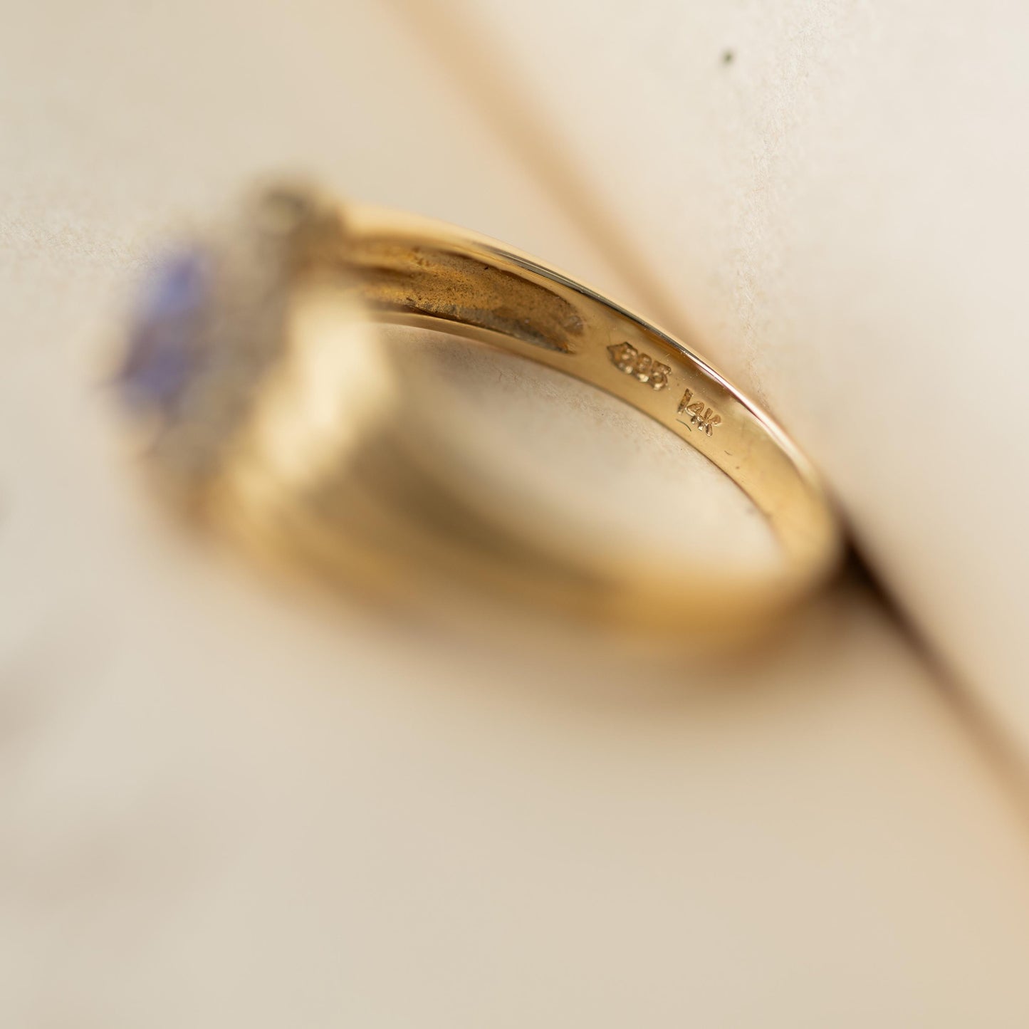 14k Gold Ring Tanzanite Diamonds 585 Vintage Estate Jewelry