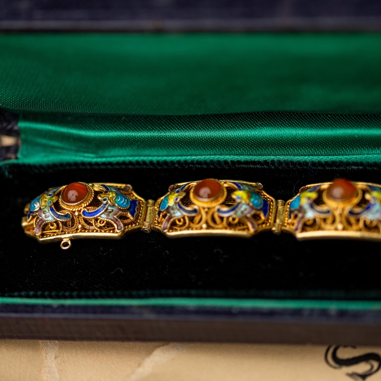 Antique Bracelet Chinese Export Gold Gilt Sterling Silver Vintage Estate Jewelry