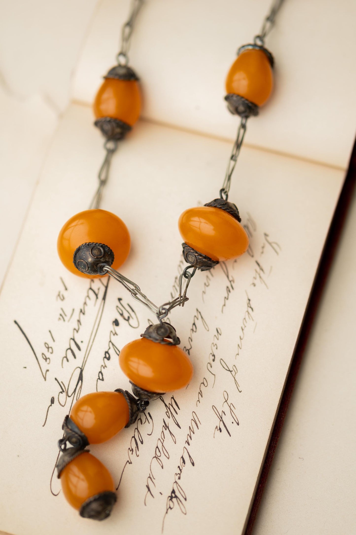 Vintage Jewelry Bakelite Necklace Silver Lariat Estate Jewelry