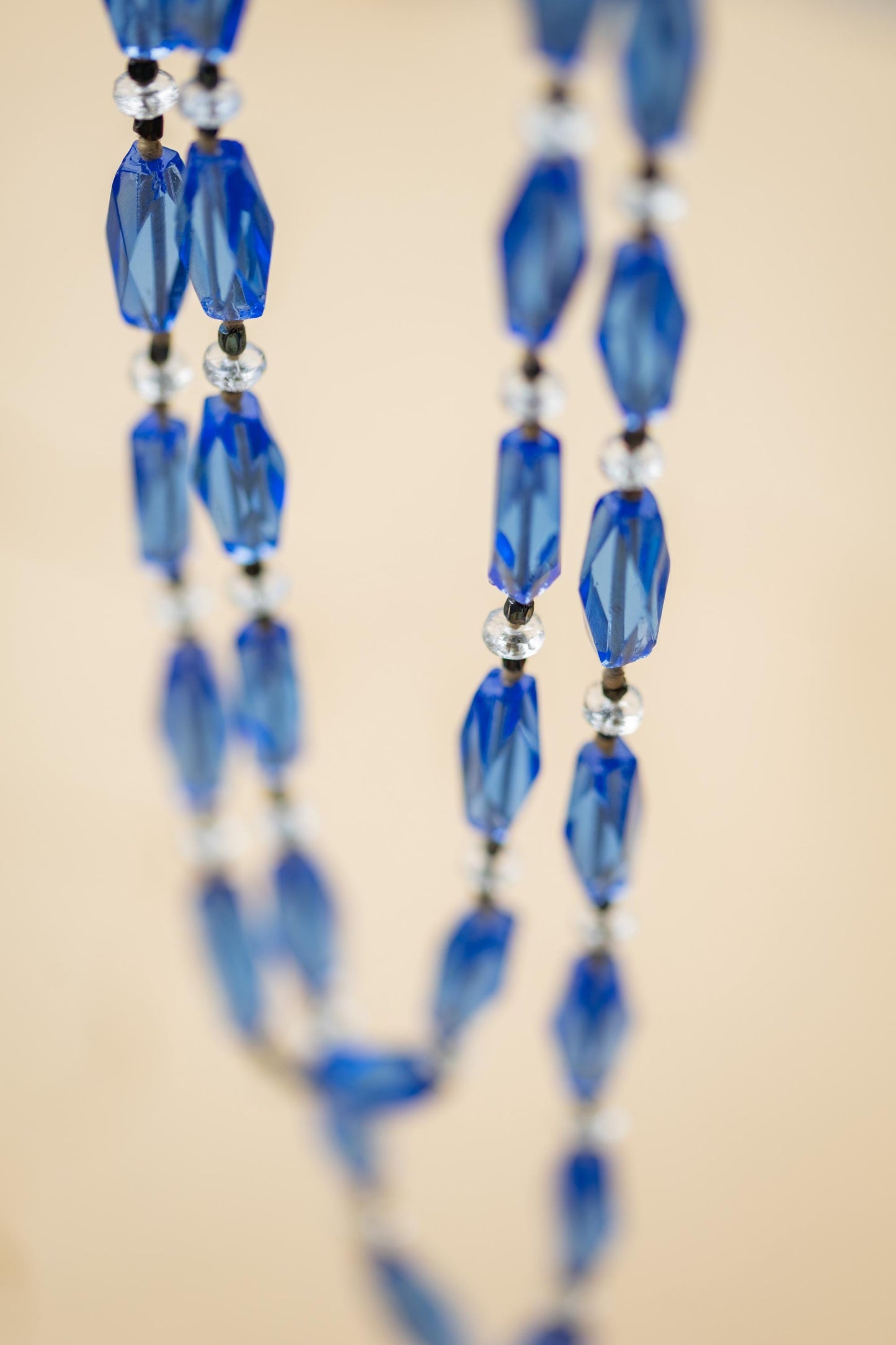 Art Deco Beaded Necklace Czech Glass Blue Vintage Estate Jewelry
