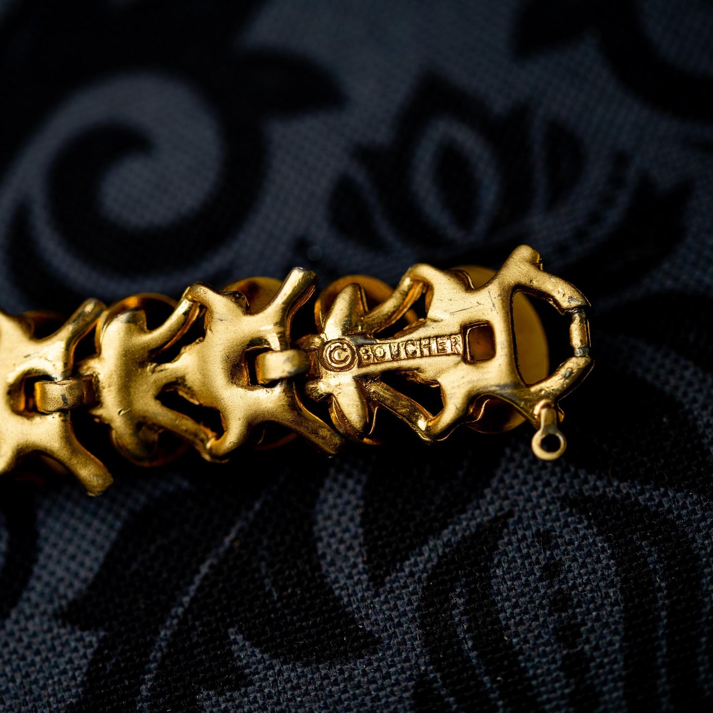 Vintage Estate Jewelry Boucher Bracelet Gold Tone Signed 1950s