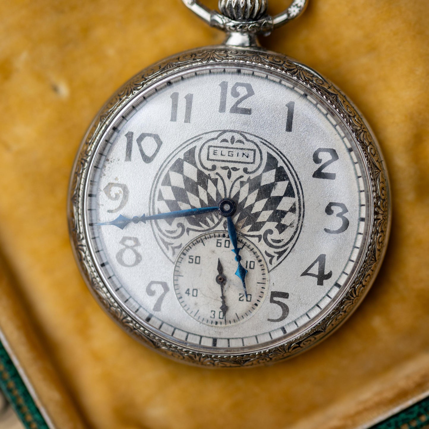 Antique Pocket Watch 14k Gold Filled Elgin Art Deco Case Working c1933
