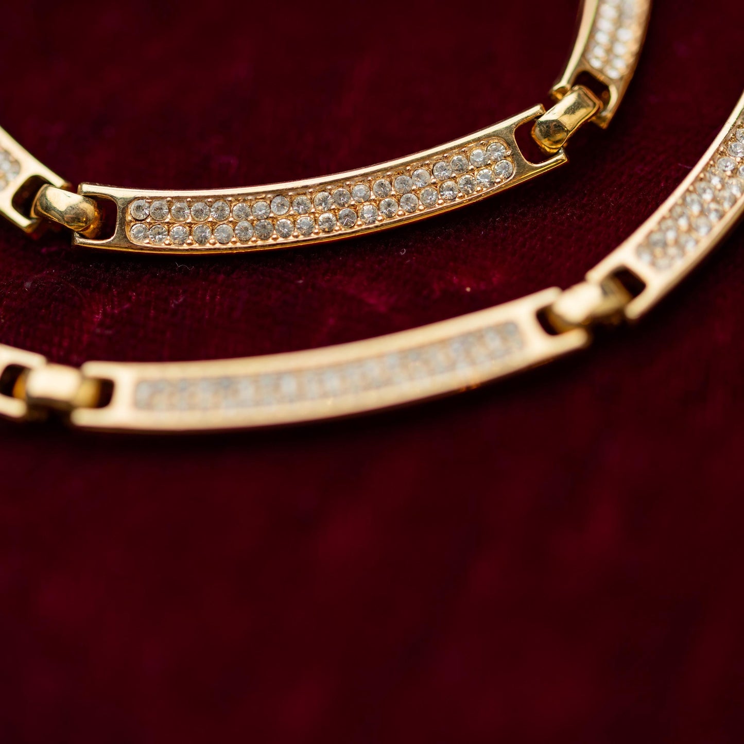 Vintage Jewelry Necklace Christian Dior Gold Tone Rhinestone Signed Estate Jewelry