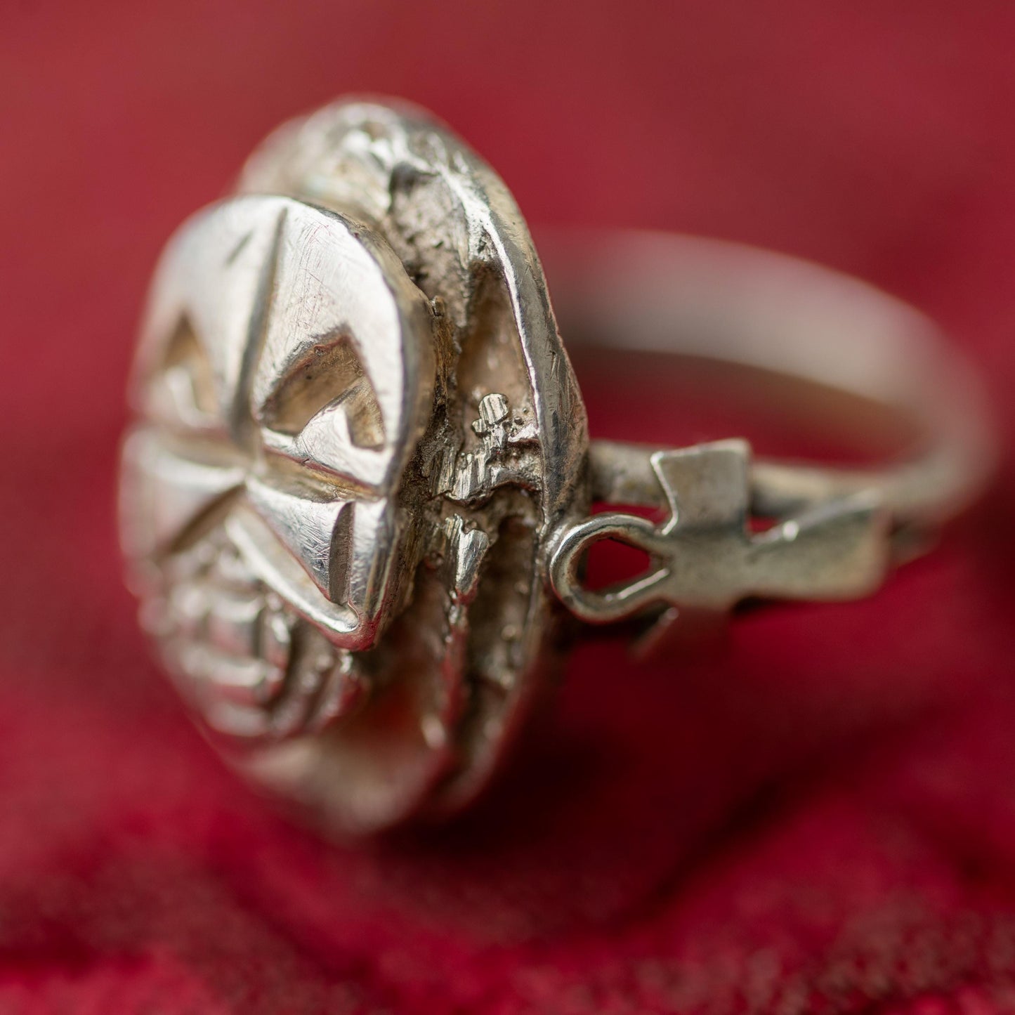 Sterling Silver 925 Egyptian Scarab Ring Vintage Unique Estate Jewelry