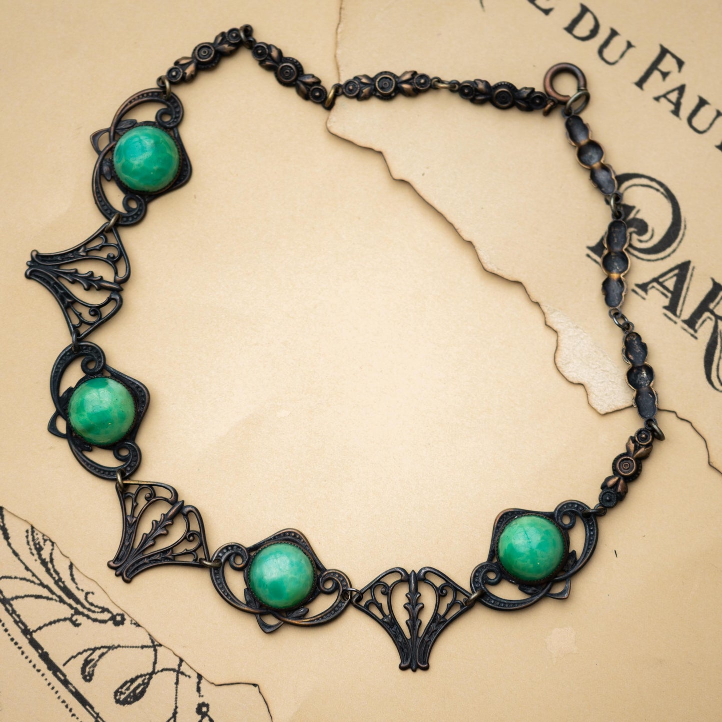 Antique Necklace Czech Peking Glass Gothic Vintage Estate Jewelry