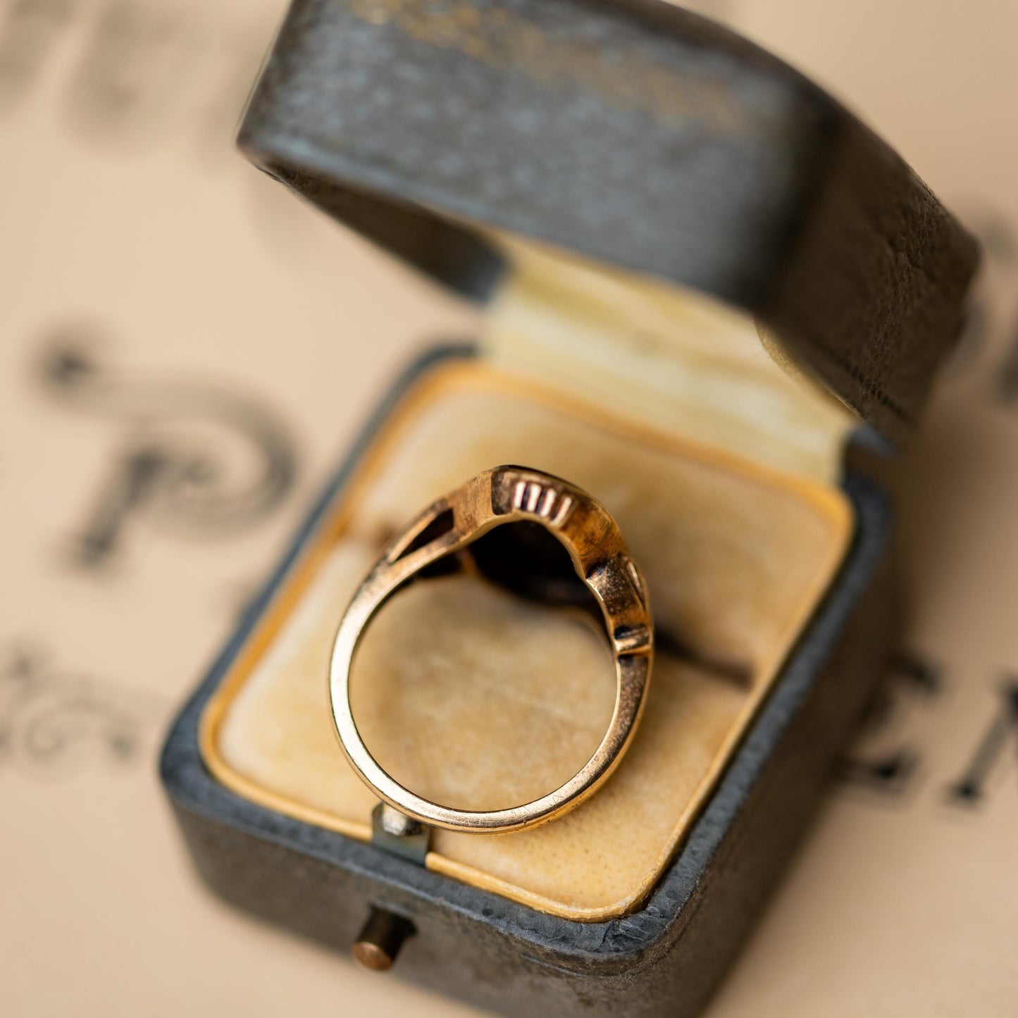 10k Gold Ring Antique Victorian Onyx Mourning Jewelry Estate Black Stone Ring