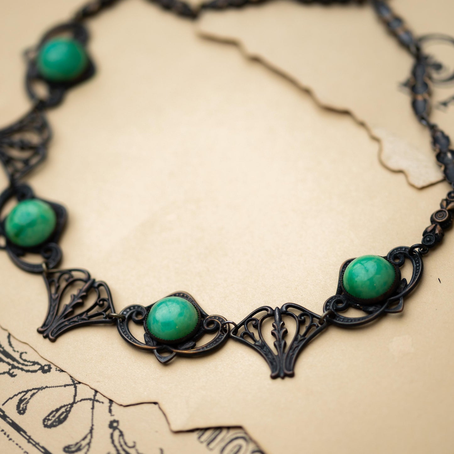 Antique Necklace Czech Peking Glass Gothic Vintage Estate Jewelry