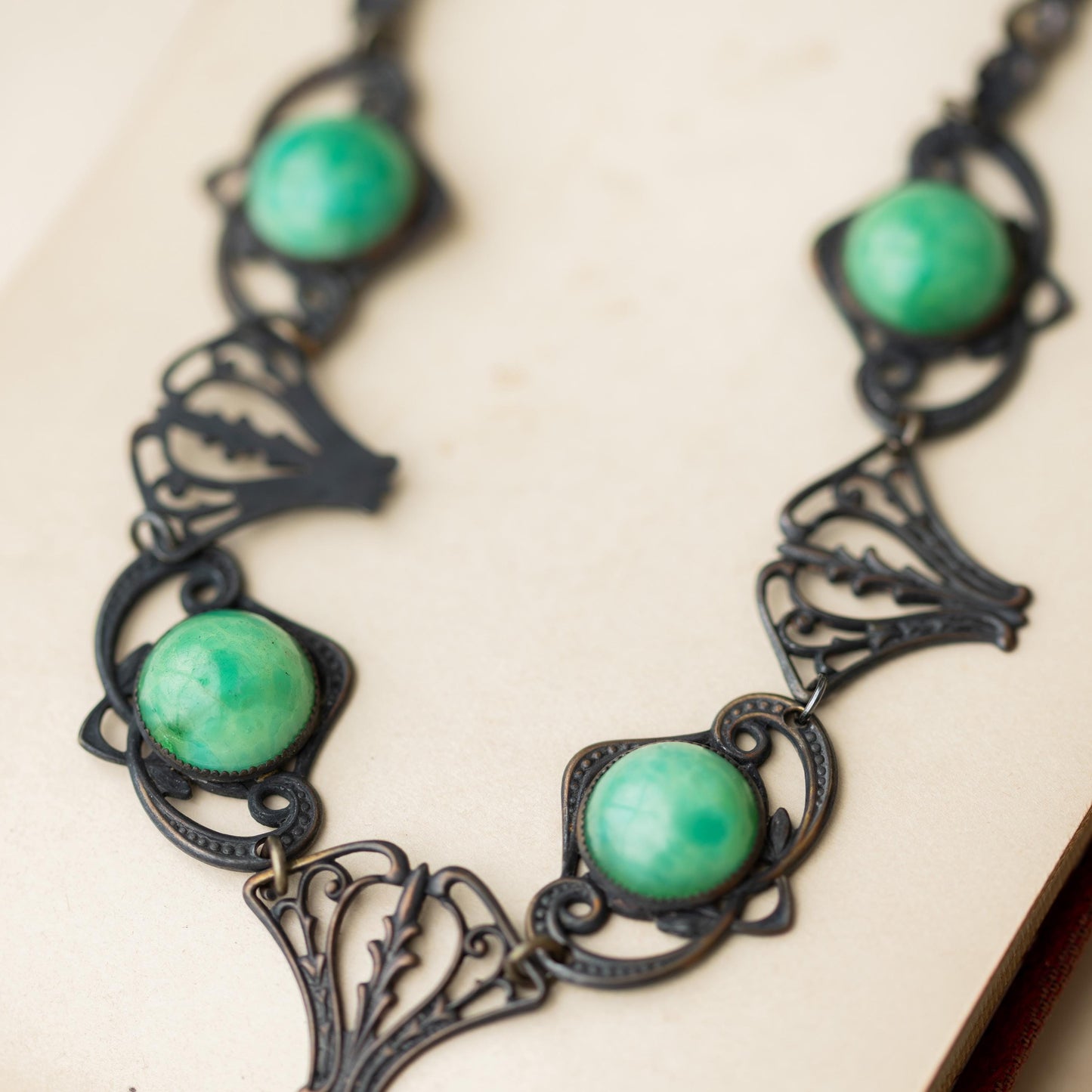 Antique Necklace Czech Peking Glass Gothic Vintage Estate Jewelry