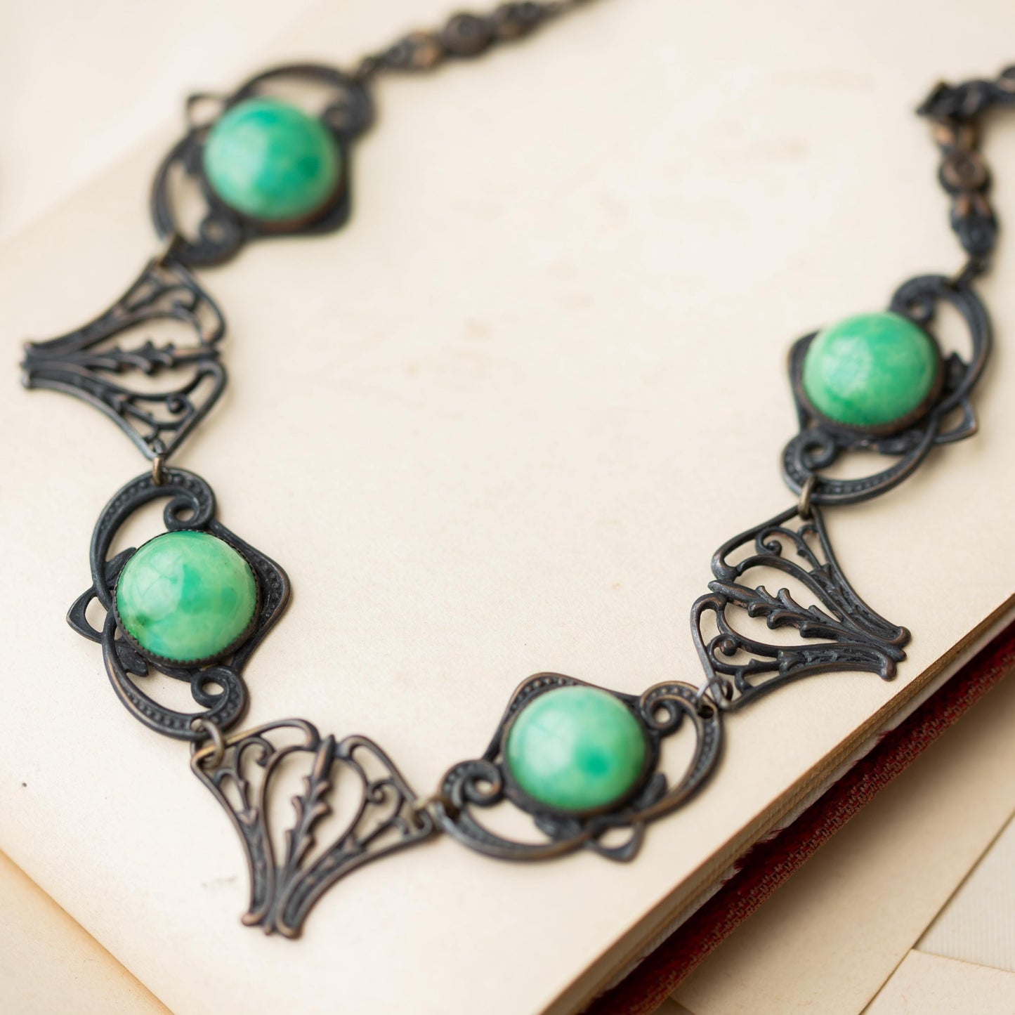 Antique Necklace Czech Peking Glass Gothic Vintage Estate Jewelry