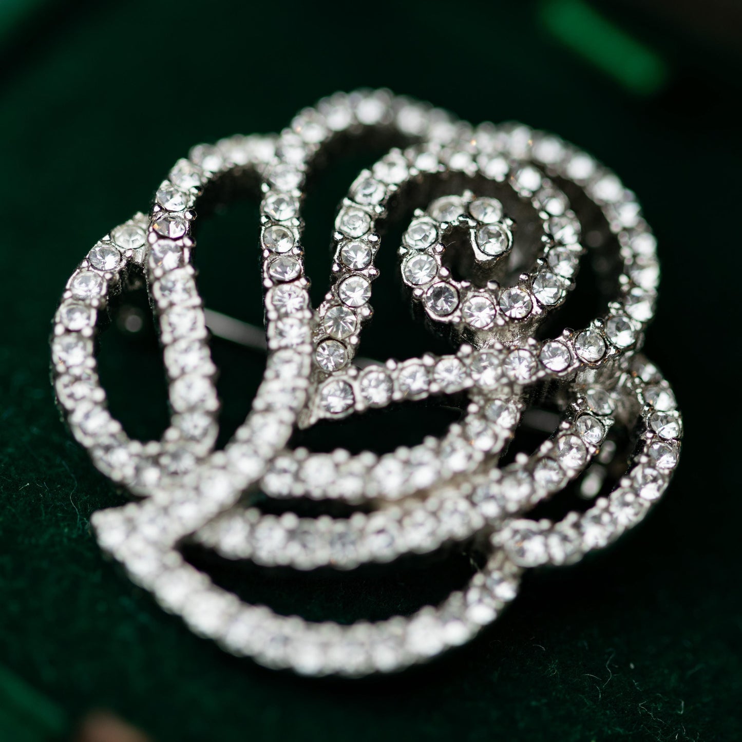 Rhinestone Rose Brooch Pendant Vintage Estate Jewelry